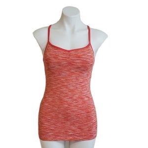 Lucy Athletic Tank Top Heathered Coral Women's Size Small Sweetheart Neck